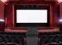 Movie theater with blank screen