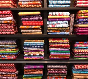 Piles of colourful African fabric