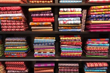 Piles of colourful African fabric
