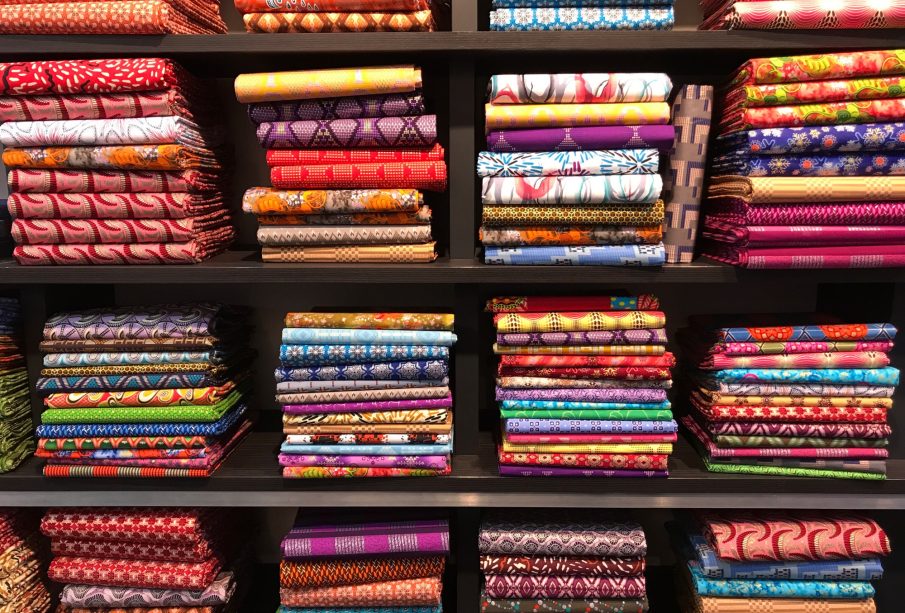 Piles of colourful African fabric